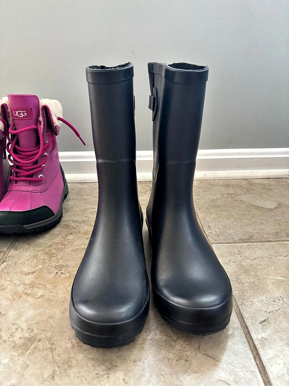 Hunter Original Short Back Adjustable Rain Boot Black (kids)